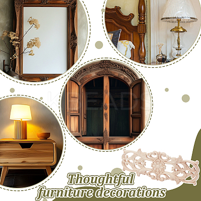 Wood Carved Onlay Applique Display Decoration WOOD-WH0124-119D-1