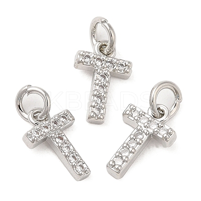 Brass Micro Pave Grade AAA Cubic Zirconia Charms ZIRC-P067-11P-T-NR-1