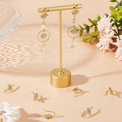 10Pcs Rack Plating Brass Pave Cubic Zirconia Earring Hooks KK-BBC0010-57-1