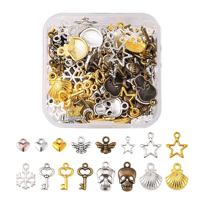 160Pcs 16 Style Tibetan Style Alloy Pendants TIBEP-FS0001-06AS-1