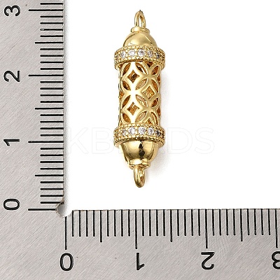 Rack Plating Brass Micro Pave Cubic Zirconia Hollow Column Links Connector Charms X-ZIRC-F142-50A-G01-1