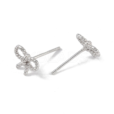 Anti-Tarnish Rhodium Plated Rope Bowknot 999 Fine Silver Stud Earrings for Women LS-EJEW-S215-14P-1
