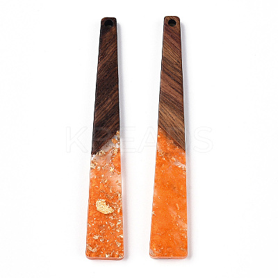 Transparent Resin & Walnut Wood Big Pendants RESI-N039-68G-1