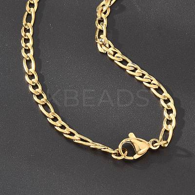 Ion Plating(IP) 304 Stainless Steel Figaro Chain Bracelets BJEW-L634-04A-G-1
