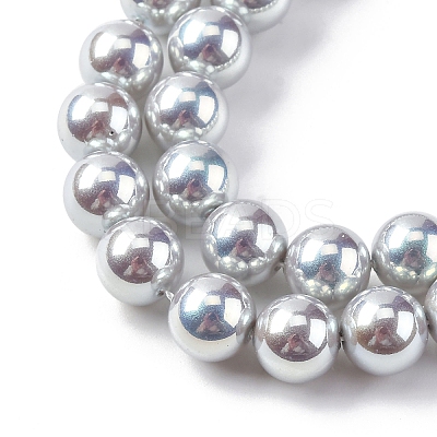 UV Plating Pearlized Glass Pearl Beads Strands GLAA-F128-01B-T12-1