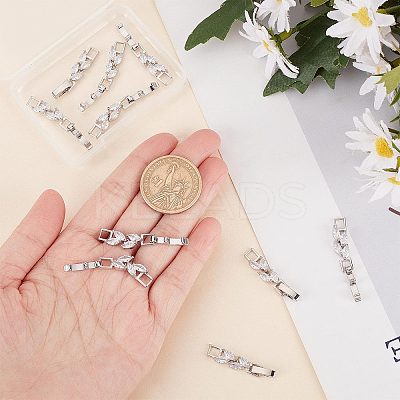 10Pcs Rack Plating Brass Clear Cubic Zirconia Watch Band Clasps KK-SC0003-11P-1