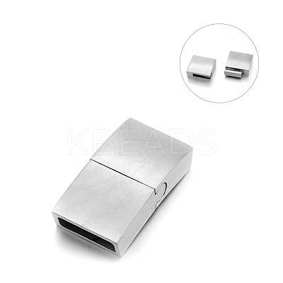 Tarnish Resistant Matte 304 Stainless Steel Rectangle Magnetic Clasps with Glue-in Ends LS-STAS-E089-60A-1