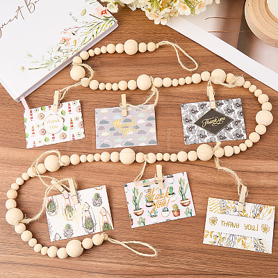 Wall Hanging Photo Display with Wooden Beads Garland AJEW-WH20011-54A-1