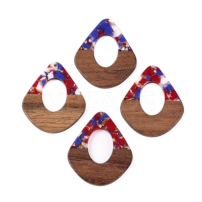 Transparent Resin and Walnut Wood Pendants RESI-T057-07F-1