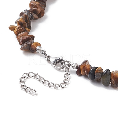 Natural Tiger Eye Chip Beaded Necklaces NJEW-JN04275-01-1