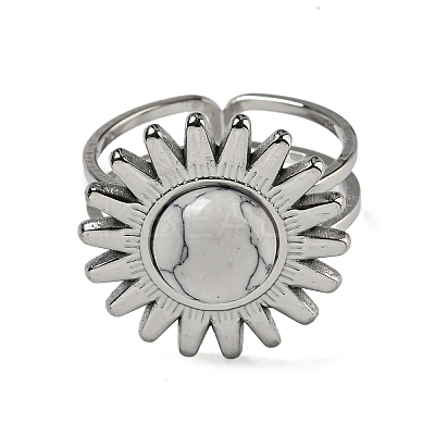 Sun 304 Stainless Steel Open Cuff Rings STAS-Z060-08P-05-1