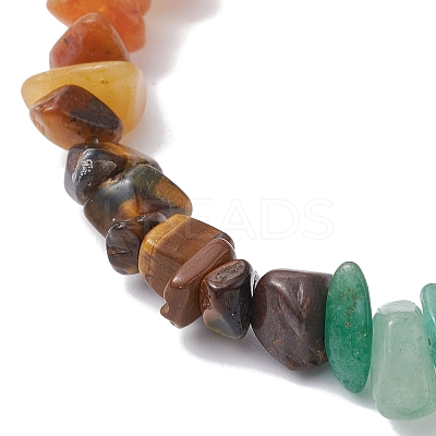 Chakra Natural Gemstone Chips Beaded Anklets for Women AJEW-AN00556-1