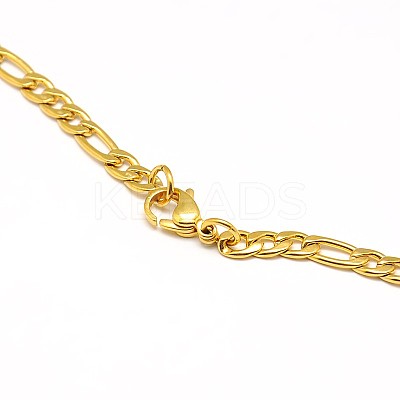 304 Stainless Steel Figaro Chain Necklace Making STAS-A028-N023G-1