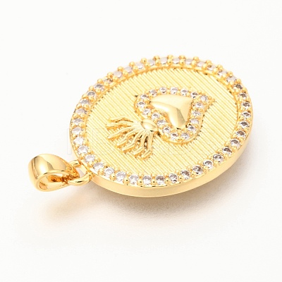 Brass Micro Pave Clear Cubic Zirconia Pendants ZIRC-O036-33G-1