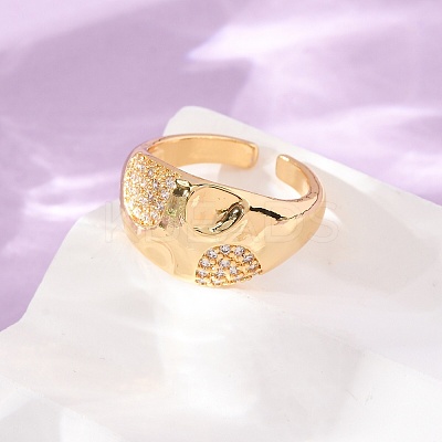 Brass Micro Pave Cubic Zirconia Open Cuff Rings for Women KK-CBA3D94-03G-1