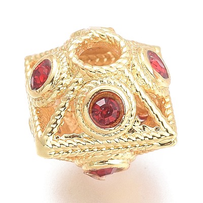 Brass Micro Pave Cubic Zirconia Beads KK-P187-26-G-1