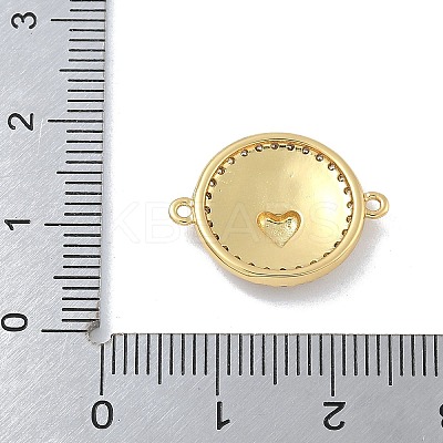 Rack Plating Brass Micro Pave Clear Cubic Zirconia Sacred Heart of Jesus Connector Charms KK-A234-065G-1