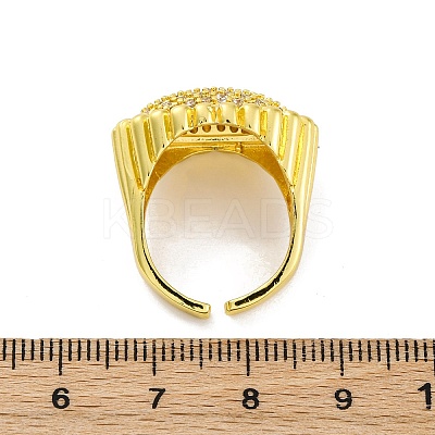 Brass Micro Pave Clear Cubic Zirconia Cuff Rings for Women RJEW-Q009-02G-1