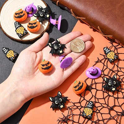 8Pcs 4 Styles Halloween Food Grade Silicone Focal Beads SIL-YW0002-17-1