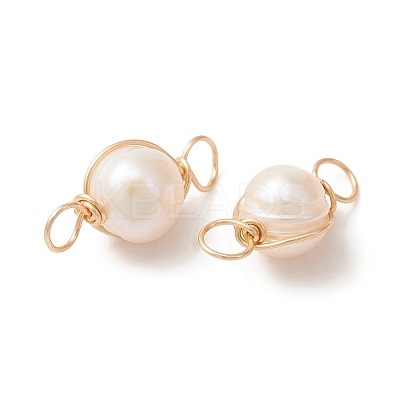 Natural Cultured Freshwater Pearl Connector Charms PALLOY-YW0001-39-1
