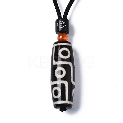 Buddhist Jewelry Natural Tibetan Style dZi Agate Mala Beads Pendant Necklaces NJEW-Q312-001-1