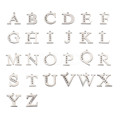 304 Stainless Steel Letter Pendant Rhinestone Settings STAS-TA0001-11P-1