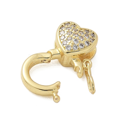 Brass Micro Pave Clear Cubic Zirconia Twister Clasps KK-P293-02E-G-1