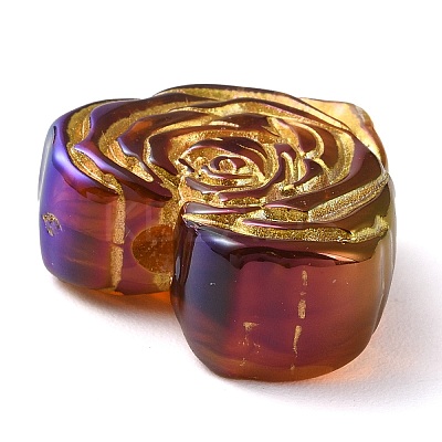 Metal Enlaced Heart Rose Opaque Acrylic Bead X-OACR-Q190-01E-1