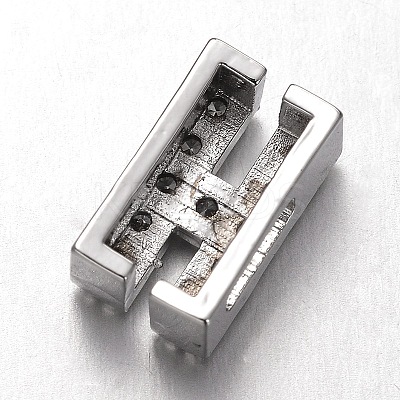 Platinum Plated Brass Micro Pave Cubic Zirconia Letter Slide Charms LS-X-ZIRC-E015-04H-1