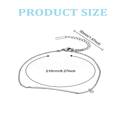 1Pc Stainless Steel Chain Anklet for Women AJEW-LP0006-48A-P-1