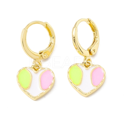 Enamel Heart Dangle Leverback Earrings EJEW-F282-11G-1