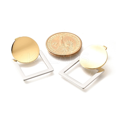304 Stainless Steel Two Tone Stud Earrings EJEW-R012-01G&P-1