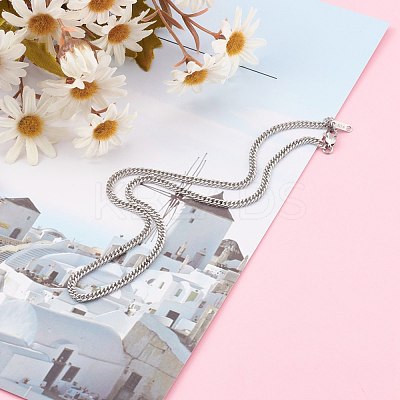 Non-Tarnish 304 Stainless Steel Diamond Cut Cuban Link Chain Necklaces NJEW-JN03368-03-1
