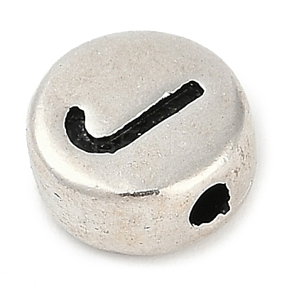 925 Sterling Silver Flat Round with Letter Beads STER-G044-01AS-J-1
