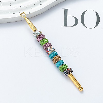 201 Stainless Steel Beadable Double Head Cuticle Pusher Nail Tools LS-STAS-R161-01G-1
