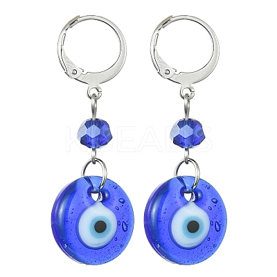 Evil Eye Glass Leverback Earrings EJEW-JE05573-02-1
