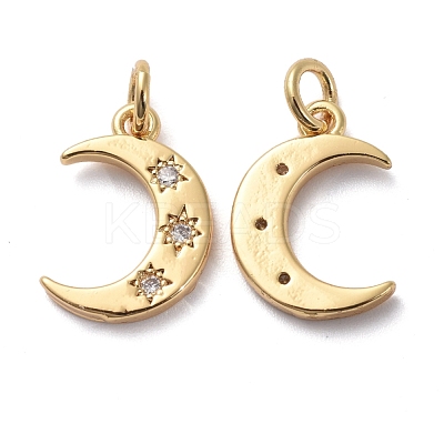 Brass Micro Pave Clear Cubic Zirconia Charms KK-I658-12G-1