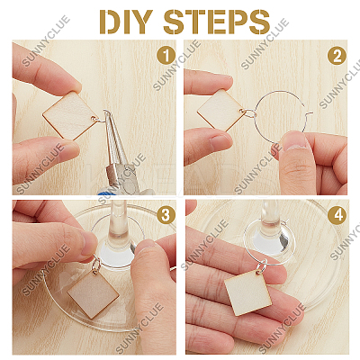 DIY Rhombus Wine Glass Charm Tags Making Kit DIY-SC0018-63-1