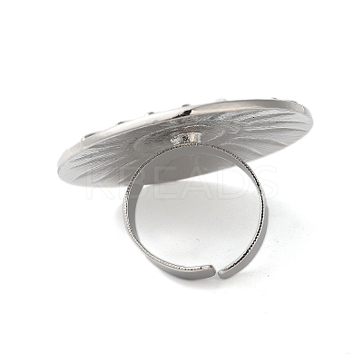 Big Flat Round with Sun Alloy Open Cuff Rings for Women RJEW-U006-04P-1
