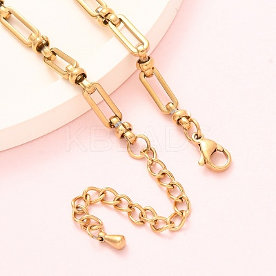 304 Stainless Steel Long Oval Link Chain Anklets AJEW-A057-10G-1