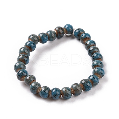 Handmade Fancy Antique Glazed Porcelain Ceramic Round Beads Strands PORC-L019-6mm-M-1