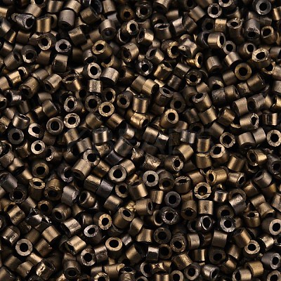Frosted Plated Glass Cylinder Beads SEED-S047-F-002-1