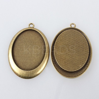 Vintage Tibetan Style Alloy Pendant Cabochon Settings X-TIBEP-M018-76AB-NF-1