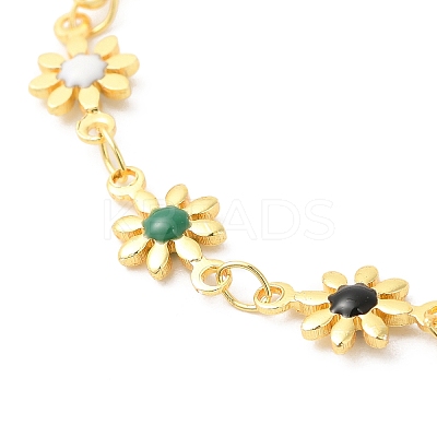 Colorful Enamel Flower Link Chain Bracelet BJEW-G672-01G-1