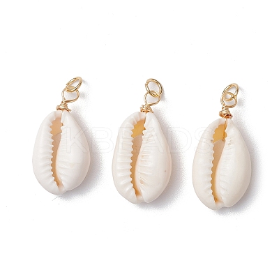 Natural Cowrie Shell Pendants PALLOY-JF03712-03-1