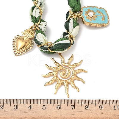 Sun Heart Flower 304 Stainless Steel Pendant Necklaces LS-NJEW-D344-01G-1