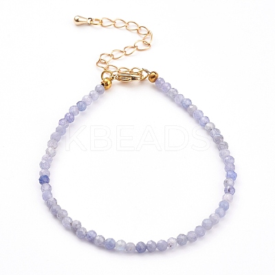 Faceted Natural Gemstone Beaded Bracelets for Women BJEW-JB05928-1