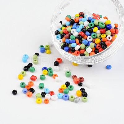 6/0 Opaque Colours Round Glass Seed Beads X-SEED-A010-4mm-51-1