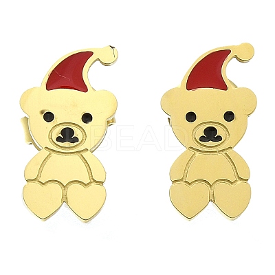 Ion Plating(IP) 304 Stainless Steel Enamel Stud Earrings EJEW-I316-04G-08-1