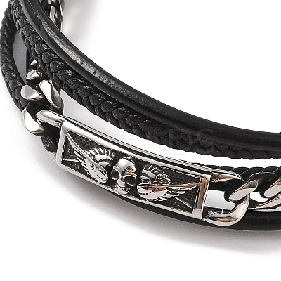 Braided Microfiber Leather Multi-strand Bracelets BJEW-B096-08B-1
